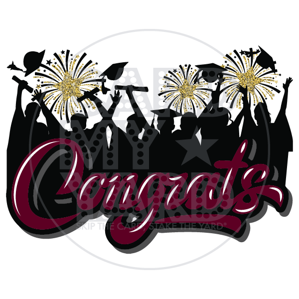 SUPER CONGRATS Grad Silhouette - Maroon & Gold