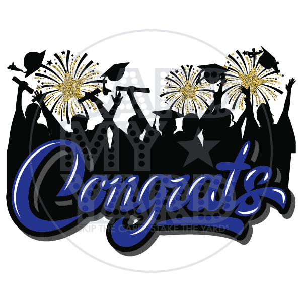 SUPER CONGRATS Grad Silhouette - Royal Blue & Gold