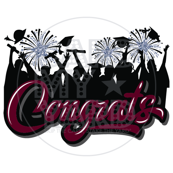 SUPER CONGRATS Grad Silhouette - Maroon & Silver