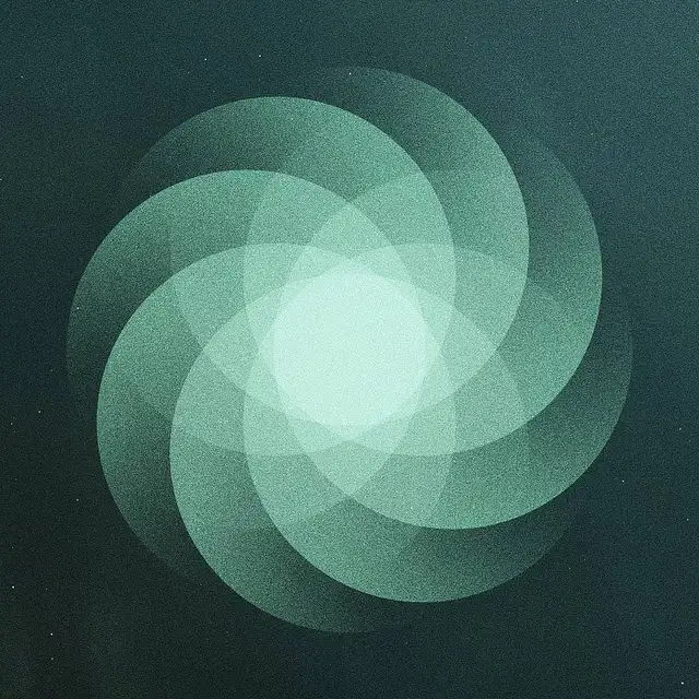 SOM - "The Shape Of Everything" artwork (round geometric pattern on an emerald green background)