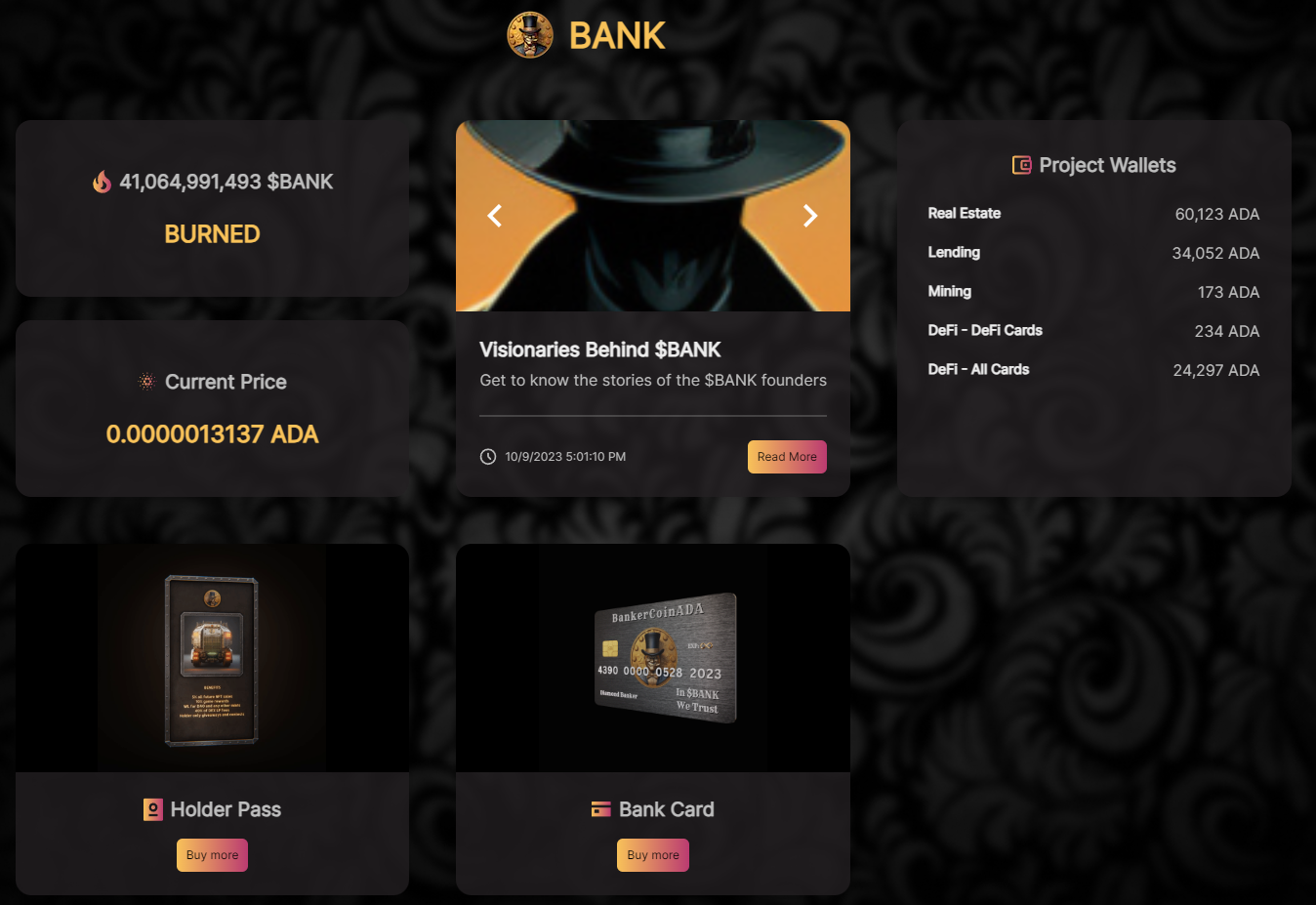 The BANK team is set to reveal their card staking website that will go live Wednesday, October 11th
