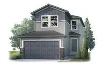 The text says Multi Options for Multi-Gen. The Evo 1 has so many options to accommodate your unique needs! The picture shows a boy and his family walking beside a green space in the community. This is for the Evo 1, a two-storey home in Savanna by Cardel Homes.