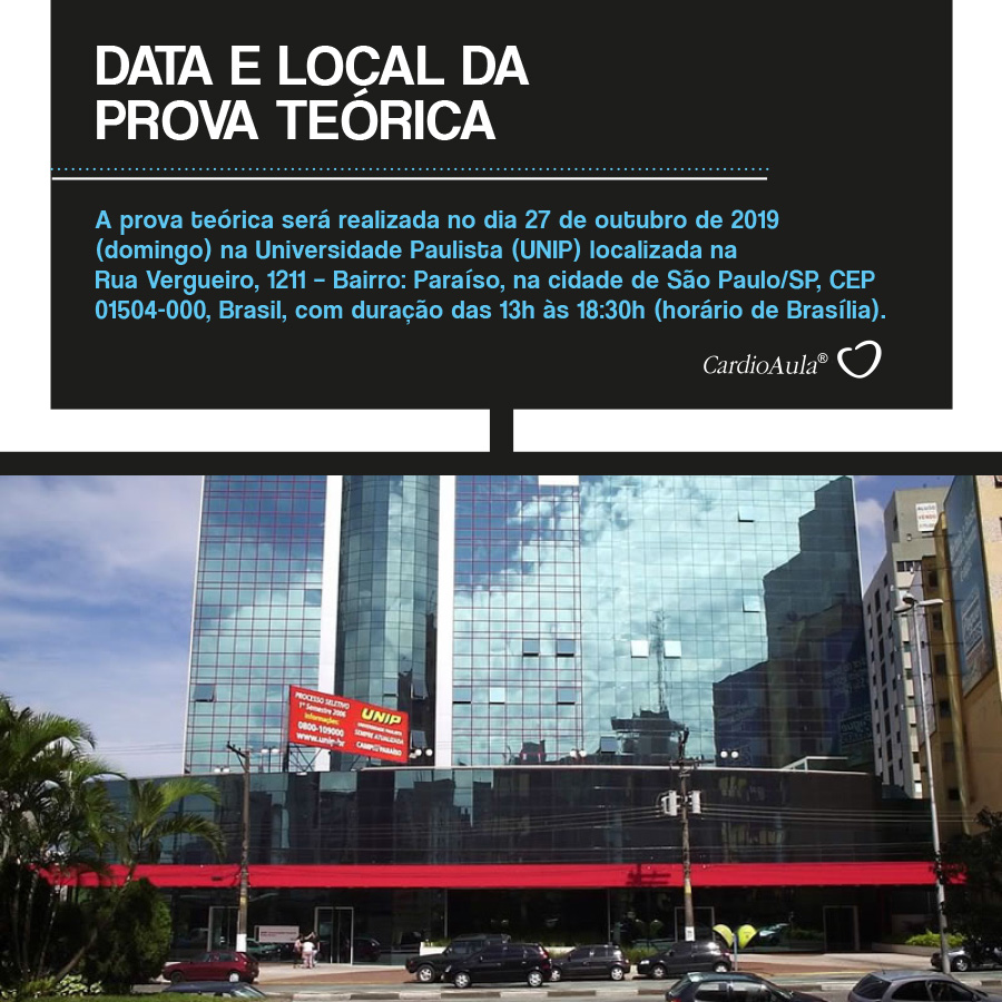 Data e local da prova TEC - CardioAula