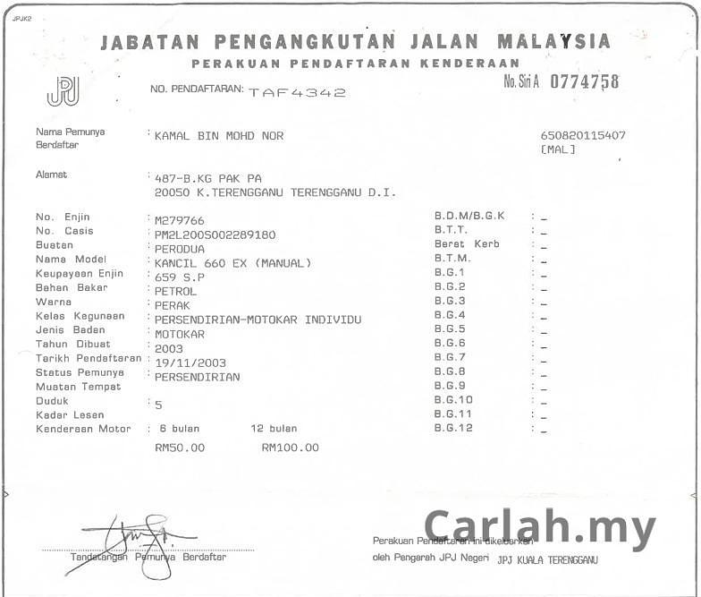 2003 Perodua KANCIL 660 EX (M) Hatchback