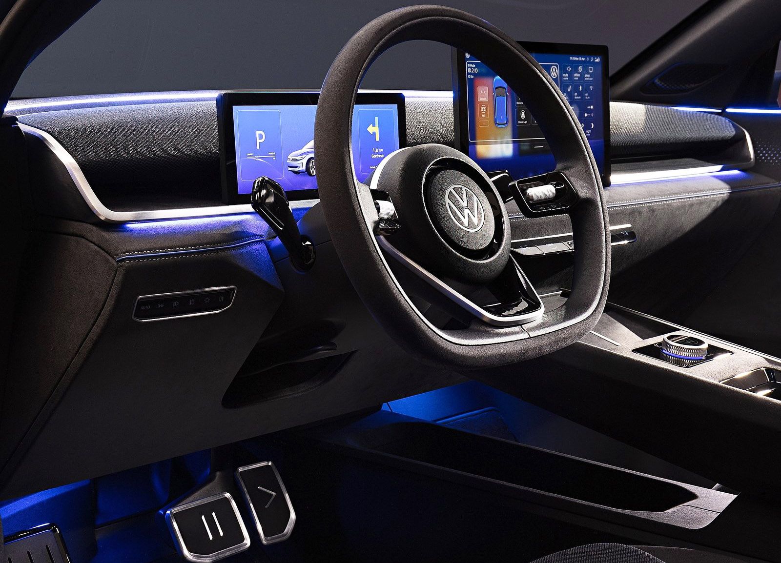 Vista del volante en el interior del Volkswagen ID. 2all