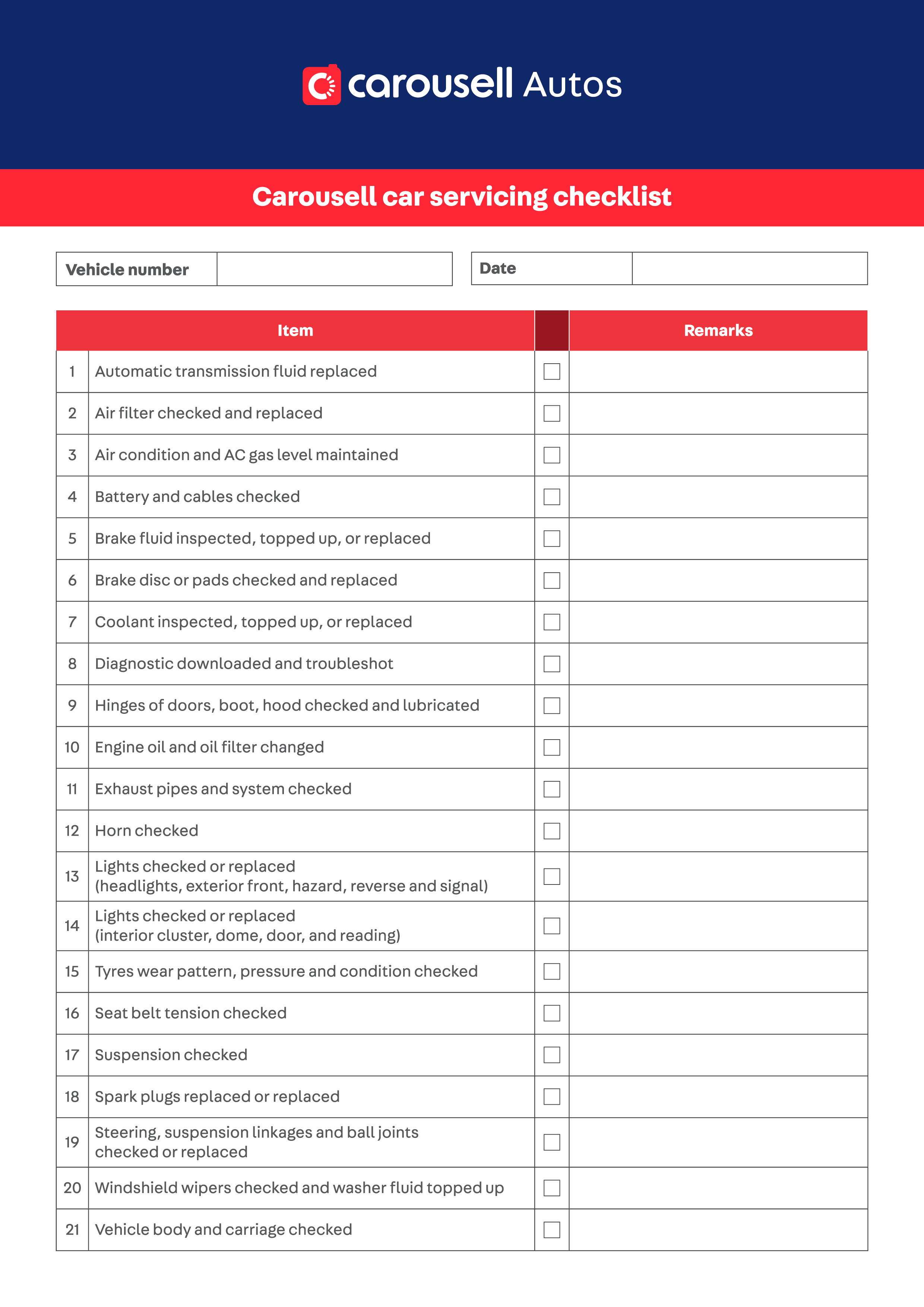 Car regular servicing checklist for maintenance - Carousell