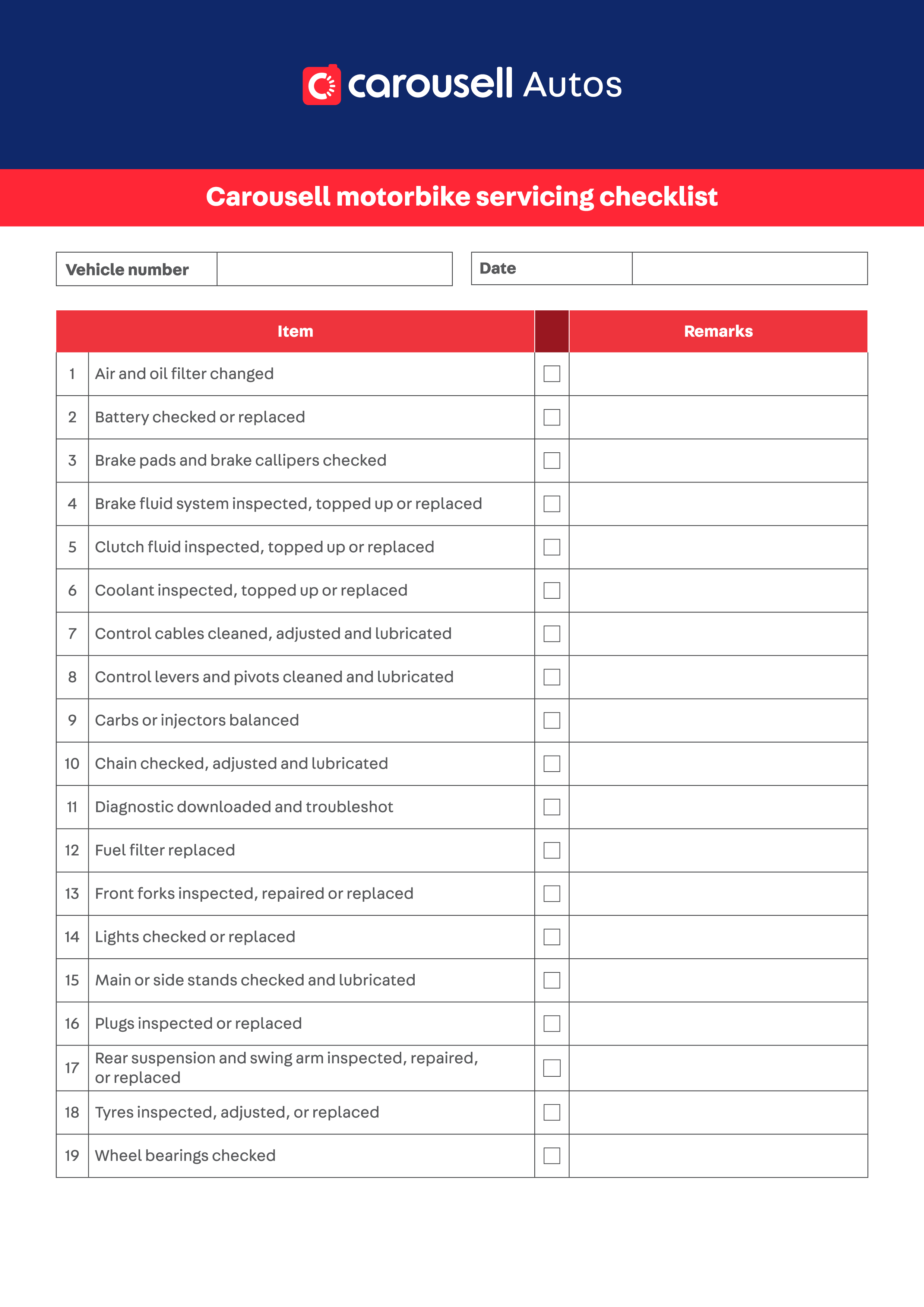 Motorbike regular servicing checklist for maintenance - Carousell