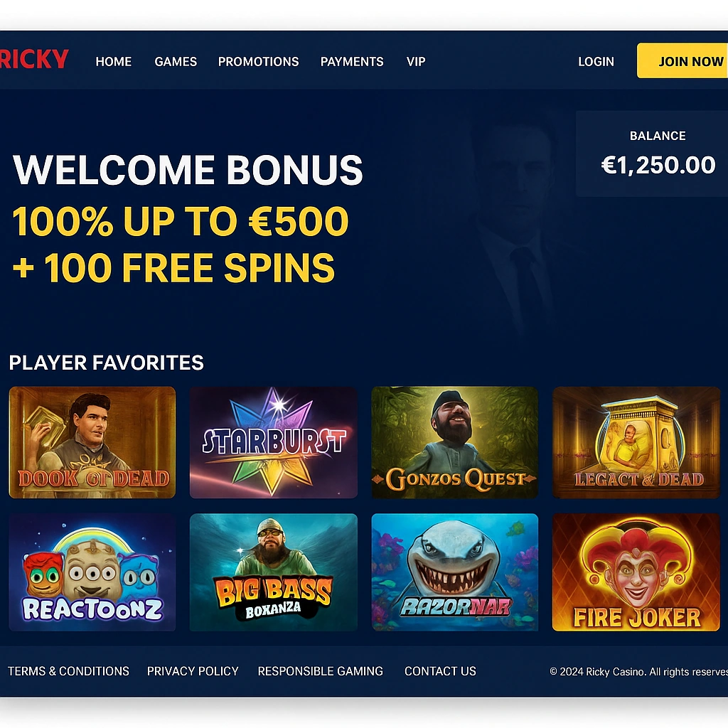 Ricky Casino interface