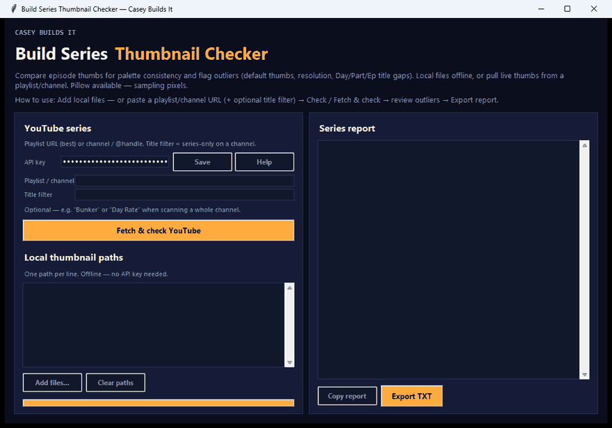 Demo: Are your series thumbnails a mess? (check with this FREE Pyhton tool built in Cursor AI)