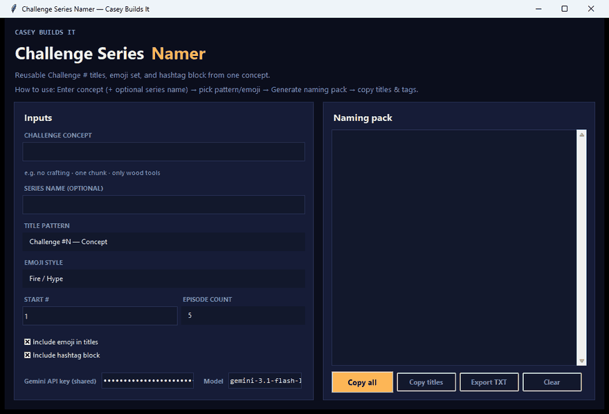 Demo: Your challenge videos need a naming system (FREE Tool)