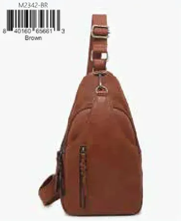 NIKKI - M2342 Multi-compartment style sling bag w/ adjustable crossbody strap | Braided zipper detailing COW.TN