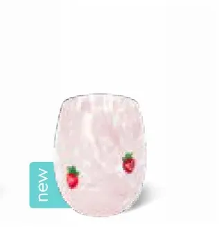 Strawberry Shortcake Charm Wine Glass 17oz