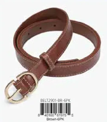 Contrast stitch skinny belt w/ metal buckle BR-L