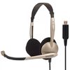 Auriculares Con Cable Y Micrófono Con Cancelación Ruido Cascos De Diadema Para Videoconferencia Beige  Koss Cs100 Usb