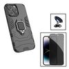 Kit Funda Magnética De Protección Militar + Cristal Gorilasglass Antiespía+ Soporte Magnético Gift4me Compatible Con Movil Apple Iphone 15 - Negro