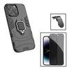 Kit Funda Magnética De Protección Militar + Cristal Gorilasglass Antiespía + Soporte Magnetico L Gift4me Compatible Con Movil Apple Iphone 15 Plus - Negro