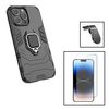 Kit Funda Magnética Militar Slidewindow + Cristal Gorilasglass + Soporte Magnetico L Gift4me Compatible Con Movil Apple Iphone 15 Plus - Negro