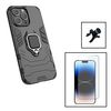 Kit Funda Magnética Militar Slidewindow + Cristal Gorilasglass + Soporte Magnetico Extra Fuerte Gift4me Compatible Con Movil Apple Iphone 15 Pro - Negro