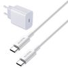 Kit Base Type C Carga Rápida 20w + Cable 100w 5a 100cm Accetel Usb-c - Usb-c Accetel Compatible Con Movil Apple Iphone 15 - Blanco