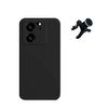 Kit Funda Trasera De Silicona Liquida + Soporte Magnetico Extra Fuerte Gift4me Compatible Con Movil Xiaomi 13t - Negro