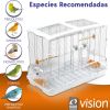 Hari Vision - Jaula Para Pájaros Modelo L01 - 78 X 42 X 56 Cm - Color Blanco - Acceso Al Comedero Y Bebedero