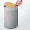 Papelera Redonda De Plástico Pequeña Con Tapa Abatible - Gris/natural - Mdesign