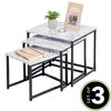 Mesa Apilable Nido Moderna De Metal Y Madera, Set De 3, Mármol/negro - Mdesign