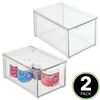 Organizador Apilable De Plástico Para El Baño Con Cajón, Paquete De 2, Transparente - Mdesign