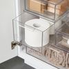 Organizador Apilable De Plástico Para El Baño Con Cajón, Paquete De 2, Transparente - Mdesign