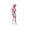 Barbie Fashionista Vestido Floral Un Hombro Con Pierna Protésica Muñeca Con Pelo Rosa Y Gafas, Juguete A La Moda +3 Años (mattel Hbv21)