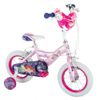 Bicicleta Infantil Para Niñas Y Niños Princesas 12 Pulgadas De 3 A 5 Años Color Rosa Con Ruedines Y Porta Muñecas Delantero