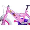 Bicicleta Infantil Para Niñas Y Niños Princesas 12 Pulgadas De 3 A 5 Años Color Rosa Con Ruedines Y Porta Muñecas Delantero