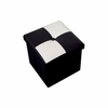 Puff Contenedor Caja Organizador Blanco Negro Moderno 30x30x30 Rebecca Mobili