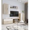 Mueble Salón Modular Bosco Mueble Tv + 2 Vitrinas + Estante En Color Roble Y Blanco