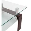 Mesa De Centro Kendra De Cristal Con Revistero Y Patas En Metal Y Madera De Color Wengue