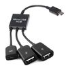 Cable Adaptador Otg Hub 2 Hembras Usb Y Macho Micro Negro Universal