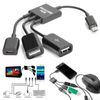 Cable Adaptador Otg Hub 2 Hembras Usb Y Macho Micro Negro Universal