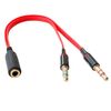 Cable Adaptador Estereo Audio Y Splitter 1 Jack Hembra A 2 Macho De 3,5mm Rojo