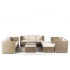 Conjunto Muebles Jardín Los Ángeles Deluxe Marrón Natural  2 Sofás Triple, 2 Sillones, 2 Pufs, 2 Mesas Ratán Sintético