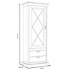 Mueble Vitrina Salón Karen, Mueble De Rústico Con Puerta Y Estantes De Cristal + 2 Cajones. 78,3x210,3x48,3 Cm Colór Blanco