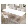 Mesa Comedor Nórdica Rectangular Y Extensible De 140 A 180 Hasta 220 Cm. Mesa Cocina Blanca Para 10 Personas.