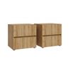 Pack 2 Mesitas Noche 2 Cajones Leny Para Dormitorio En Madera Roble Riviera. 50x49x41 Cm