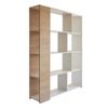 Mueble Estantería Noah. Librería Abierta Lineal Minimalista Con 8 Compartimentos. 175  X 129 Cm En Roble Y Blanco