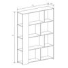 Mueble Estantería Noah. Librería Abierta Lineal Minimalista Con 8 Compartimentos. 175  X 129 Cm En Roble Y Blanco