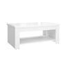 Mesa Centro Elevable Dumi. Mesa Auxiliar De Salón Elevable Con Revistero En Color Blanco 110 X 65 Cm