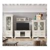 Mueble Tv 150 Cm Ancho Karen. Mueble Televisión Rústico Moderno Color Blanco Pino Con Detalles Decorativos.