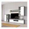 Mueble Salón Modular De 255 Cm Lewis. Conjunto Completo Mueble Tv + 2 Vitrinas + Estante (blanco-cemento)