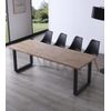 Mesa Comedor Extensible Jack, Estilo Industrial, De 140 Hasta 220 Cm Ancho Patas Metalicas En Negro Roble Honey