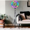 Aro De Luz De 26cm De Diámetro Led De 9 Colores Con Soporte Ajustable Anillo De Luz Rgb, Vídeo (rgb + Tripode + Mini Tripode)