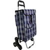 Carro De La Compra Plegable Con 6 Ruedas Para Subir Escaleras, Carrito Del Mercado, Bolsa Impermeable De 42l (azul Cuadros)